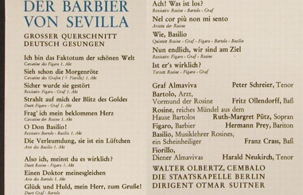 Rossini,Gioacchino: Der Barbier von Sevilla-Quers.i.deu, EMI (C 063-28 172), D Typ: LP Best.-Nr.: L2861 Preis: 5,00 Euro