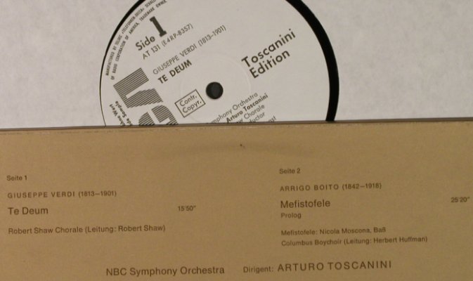 Verdi,Giuseppe / A.Boito: Te Deum/Mefistofele, whMuster, RCA Toscanini Ed. (AT 131), D Typ: LP Best.-Nr.: L2865 Preis: 6,00 Euro