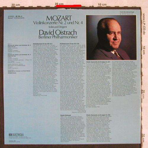 Mozart,Wolfgang Amadeus: Violinkonzerte Nr.2 & 4, m /Vg+, EMI (26 155-2), D, 1972 Typ: LP Best.-Nr.: L2878 Preis: 5,00 Euro