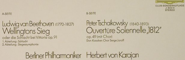 Beethoven,Ludwig van / Tschaikowsky: Wellingtons Sieg / Ouvertüre 1812, D.Gr.(J 843/4), D,Club Ed.,  - LP - L2880 - 7,50 Euro