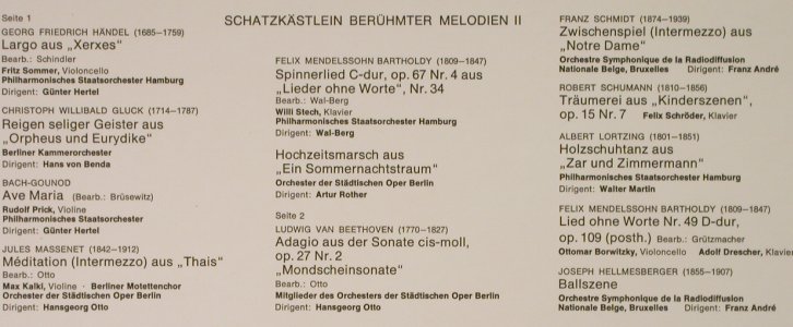 V.A.Schatzkästlein berühmter: Melodien II-Händel,Gluck..Hellmessb, Telefunken,MusikFürAlle(NT 610), D,  - LP - L2886 - 4,00 Euro