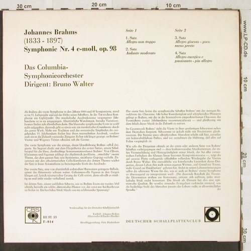 Brahms,Johannes: Sinfonie Nr.4 e-moll op.98, CBS / DSC(F 014), D,  - LP - L2901 - 6,00 Euro