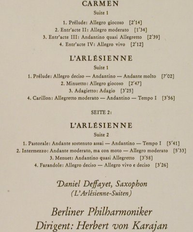 Bizet,Georges: Carmen-Suite 1/L'Arlesienne-Suiten, D.Gr.(2530 128), D,  - LP - L2902 - 6,00 Euro