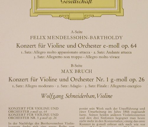 Mendelssohn-Bartholdy,Felix/Bruch: Violinkonzert e-moll op.64, D.Gr.(LPEM 19 124), D, 1964 - LP - L2915 - 9,00 Euro