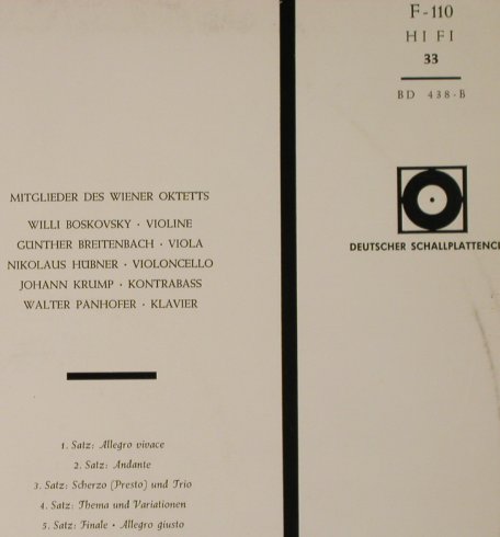 Schubert,Franz: Forellen-Quintett A-dur op.114, Decca/DSC (F 110), D,Club Ed. Typ: LP Best.-Nr.: L2921 Preis: 6,00 Euro