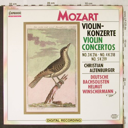 Mozart,Wolfgang Amadeus: Violinkonzerte Nr.3 G-dur/Kv218,219, Capriccio (26 445-7), D, 1989 Typ: LP Best.-Nr.: L2979 Preis: 7,50 Euro
