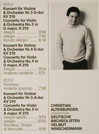 Mozart,Wolfgang Amadeus: Violinkonzerte Nr.3 G-dur/Kv218,219, Capriccio (26 445-7), D, 1989 Typ: LP Best.-Nr.: L2979 Preis: 7,50 Euro