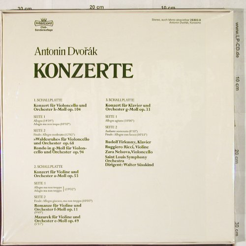 Dvorak,Antonin: Konzerte, Box, DSC-Ed., FS-New, Intercord (26 802-9), D Typ: 3LP Best.-Nr.: L2994 Preis: 14,00 Euro