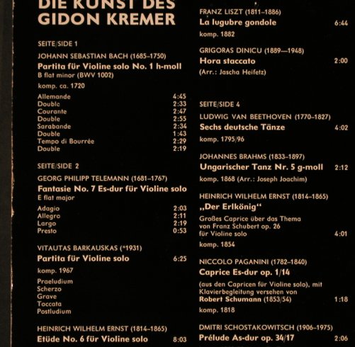 Kremer,Gidon: Die Kunst des, Foc, m-/vg+, Melodia/Eurodisc (300 425 406), D, Ri, 1976 Typ: 2LP Best.-Nr.: L2998 Preis: 7,50 Euro