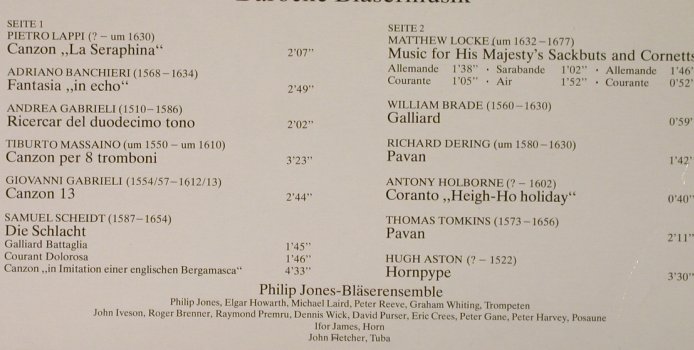 V.A.Barocke Bläsermusik: Gabrieli,Scheidt, Locke,Holborne, Decca (6.42252 AS), D, 1977 Typ: LP Best.-Nr.: L3029 Preis: 5,00 Euro