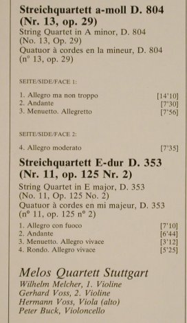 Schubert,Franz: Streichquartette D.353,804, D.Gr.(2530 962), D, 1975 - LP - L3051 - 6,00 Euro