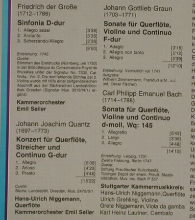 V.A.Flötenkonzerte In Sanssouci: Friedrich der Große,Quantz,Graun..., Archiv Resonance (2547 014), D, 1962 Typ: LP Best.-Nr.: L3082 Preis: 6,00 Euro