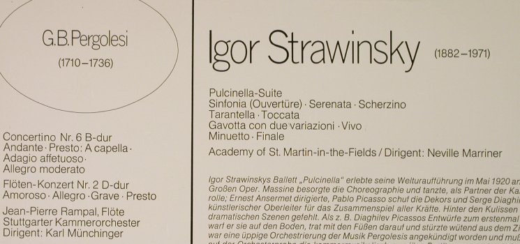 Pergolesi,Giovanni Battista/Strawin: Concertino 6 / Pulcinnella Suite, Grünenthal (TST 77 931), D, 1973 Typ: LP Best.-Nr.: L3106 Preis: 4,00 Euro