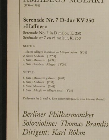 Mozart,Wolfgang Amadeus: Serenade Nr.7 d-dur KV 250(Haffner), D.Gr. (2530 290), D, 1972 Typ: LP Best.-Nr.: L3125 Preis: 6,00 Euro
