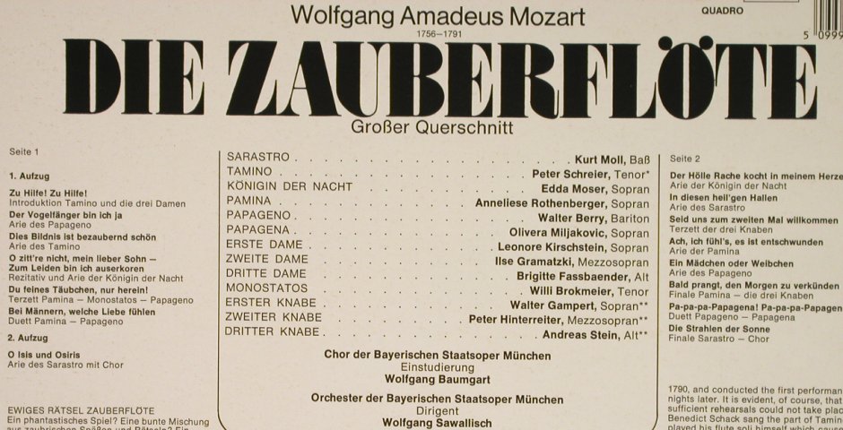 Mozart,Wolfgang Amadeus: Die Zauberflöte-Großer Querschnitt, EMI(1289871), D, Ri, 1973 - LPQ - L3134 - 5,00 Euro