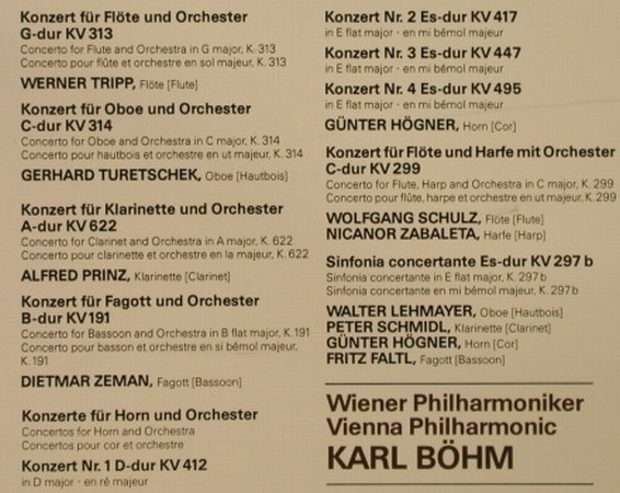 Mozart,Wolfgang Amadeus: Sämtliche Konzerte für Bläser,Box, Deutsche Gramophon (2740 231), D, 1976 Typ: 4LP Best.-Nr.: L3140 Preis: 20,00 Euro