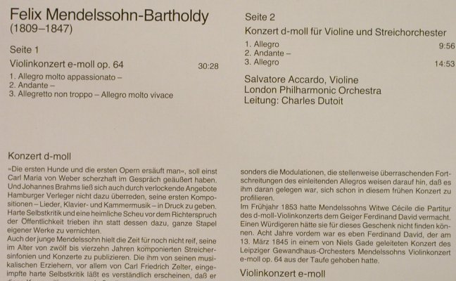 Mendelssohn-Bartholdy,Felix: Violinkonzerte e-moll/d-moll, Orbis/Philips(34 302 0), D, 1976 - LP - L3141 - 6,00 Euro
