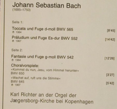 Bach,Johann Sebastian: Toccata und Fuge d-moll BWV 565..., D.Gr.Favorit(2535 611), D, Ri, 1964 - LP - L3152 - 5,00 Euro