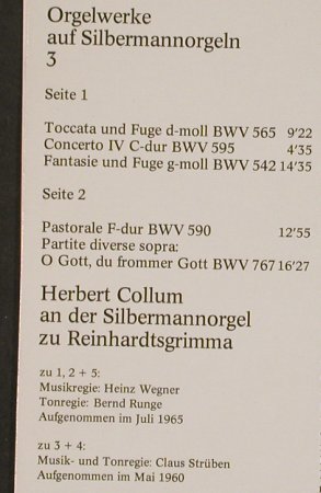 Bach,Johann Sebastian: Orgelwerke  3, (rec.1960), Eterna(8 25 601), DDR, 1974 - LP - L3153 - 6,00 Euro