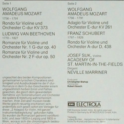 Beethoven,Ludwig v/Mozart/Schubert: Violinromanzen Nr.1 & 2, EMI(037-02 096), D, Ri, 1971 - LP - L3156 - 6,00 Euro