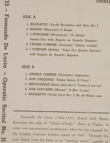 de Lucia, Fernando: Recital No.2, vg+/m-, Eterna (ELP 715), US Typ: LP Best.-Nr.: L3212 Preis: 5,00 Euro