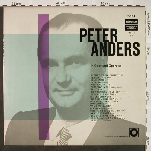 Anders,Peter: In Oper und Operette, DSC-Ed., Telefunken (F-131/BT 453), D Typ: LP Best.-Nr.: L3213 Preis: 6,00 Euro