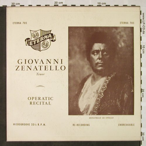 Zenatello,Giovanni: Operatic Recital, (Tenor) vg+/m-, Eterna (705), US Typ: LP Best.-Nr.: L3220 Preis: 5,50 Euro