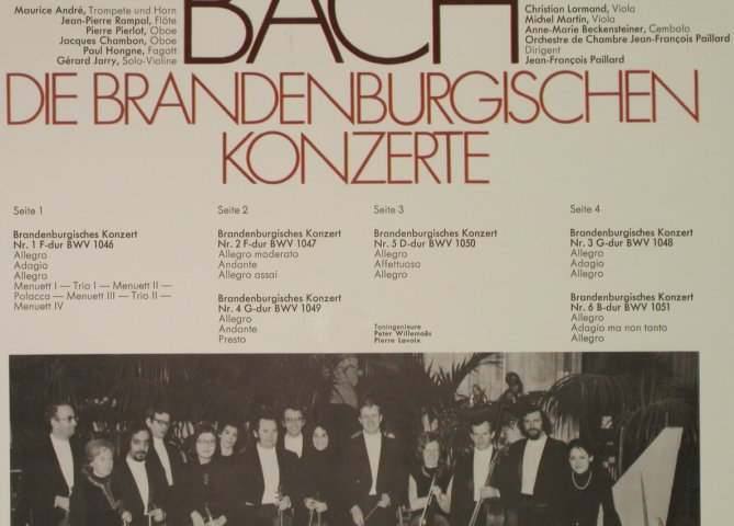 Bach,Johann Sebastian: Die Brandenburgischen Konzerte, Foc, EMI Electrola/EratoSerie (C 187-28 341/42), D, 1973 Typ: 2LPQ Best.-Nr.: L3224 Preis: 9,00 Euro