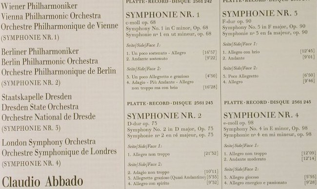 Brahms,Johannes: 4 Sinfonien, Box, m-/vg+, D.Gr.(2720 061-18), D, 1973 - 4LP - L3225 - 17,50 Euro