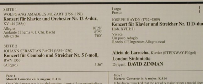de Larrocha,Alicia: Klavierkonzerte,K414,Bach, Haydn, Decca(6.42591 AW), D, 1981 - LP - L3235 - 6,00 Euro