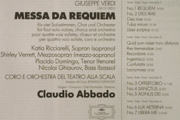 Verdi,Giuseppe: Requiem, Box, D.Gr. (2707 120), D, 1980 Typ: 2LP Best.-Nr.: L3274 Preis: 9,00 Euro