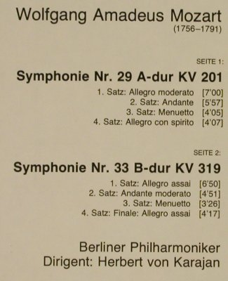 Mozart,Wolfgang Amadeus: Sinfonien Nr.29 & 33,KV.201,319, D.Gr. Resonance (2535 155), D, 1976 Typ: LP Best.-Nr.: L3284 Preis: 6,00 Euro