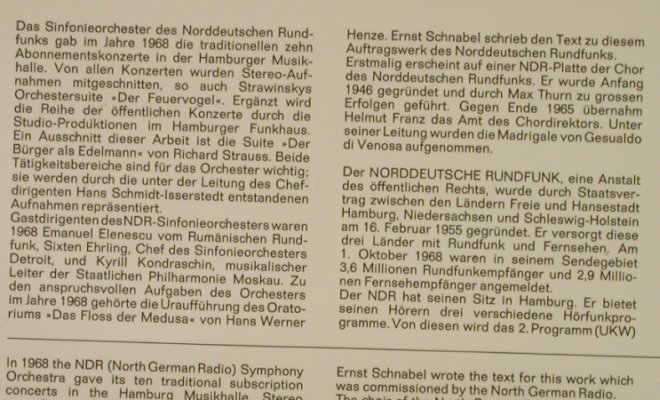 Strauss,Richard/Strawinsky/diVenosa: Bürger als Edelmann/Feuervogel/4 Ma, NDR(679 015), D, 1968 - LP - L3285 - 12,50 Euro