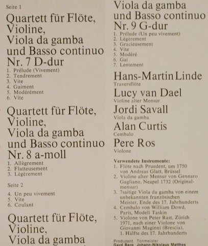 Telemann,Georg Philipp: Pariser Quartette Nr.7-9, EMI(34 860 7), D, 1978 - LP - L3290 - 5,00 Euro