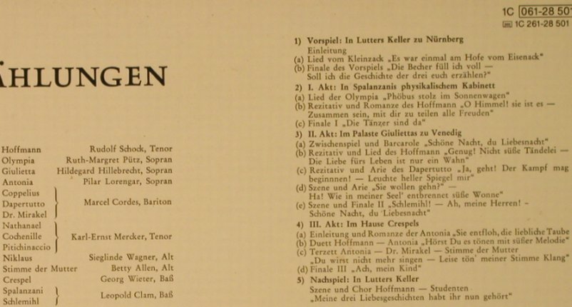 Offenbach,Jacques: Hoffmann's Erzählungen-gr.Quers,deu, EMI(061-28 501), D, Ri, 1961 - LP - L3309 - 6,00 Euro