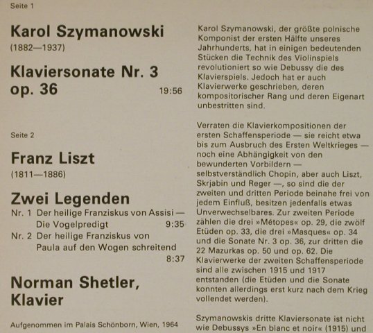Szymanowski,Karol / Franz Liszt: Klaviersonate Nr.3 op.36/2Franz.Leg, Eternam, vg+/m-(8 27 412), DDR, 1980 - LP - L3321 - 5,00 Euro