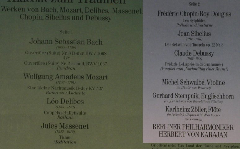 V.A.Klassik Zum Träumen: Bach,Mozart,Delibes,Massenet..., D.Gr. Club Ed.(40 737 9), D, Ri,  - LP - L3331 - 4,00 Euro