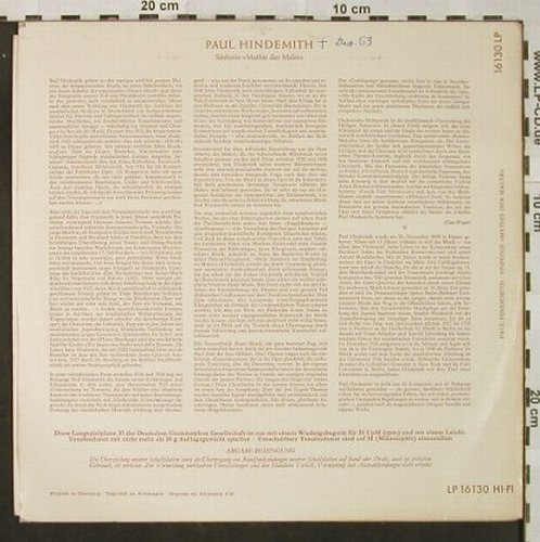 Hindemith,Paul: Mathis der Maler-Ausschnitte, D.Gr. (16 130), D, vg+/woc, 1958 Typ: 10" Best.-Nr.: L3363 Preis: 5,00 Euro