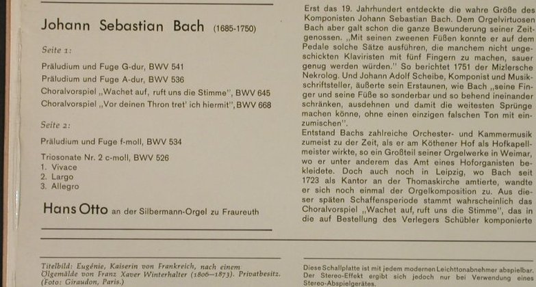 Bach,Johann Sebastian: Orgelwerke-BWV,541,536,645,668..., Pergola(832 014 PGY), D,  - LP - L3386 - 5,00 Euro