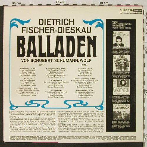 Fischer-Dieskau, Dietrich: Balladen, HörZu (SHZE 219), D Typ: LP Best.-Nr.: L3409 Preis: 5,00 Euro