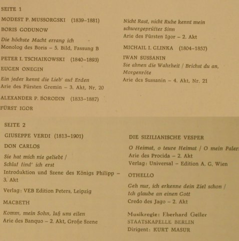Adam,Theo: Aus Russischen&Italienischen Opern, Eterna (8 25 815), DDR, 1973 Typ: LP Best.-Nr.: L3457 Preis: 6,00 Euro