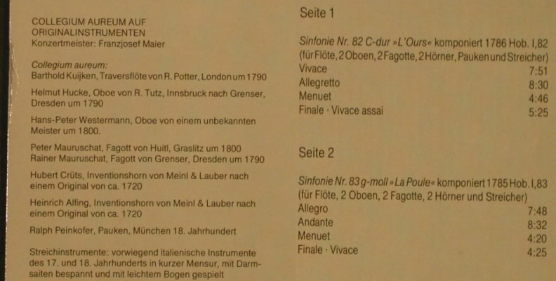 Haydn,Joseph: Pariser Sinfonien Nr.83g-moll,82, Harmonia Mundi (30 423 8), D, m-/vg+, 1975 Typ: LP Best.-Nr.: L3459 Preis: 5,00 Euro