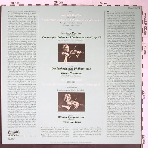 Dvorak,Antonin / Paganini: Konzert für Violine & Orch. A-moll/, Eurodisc (26 027-3), D, 1980 Typ: LP Best.-Nr.: L3474 Preis: 7,50 Euro