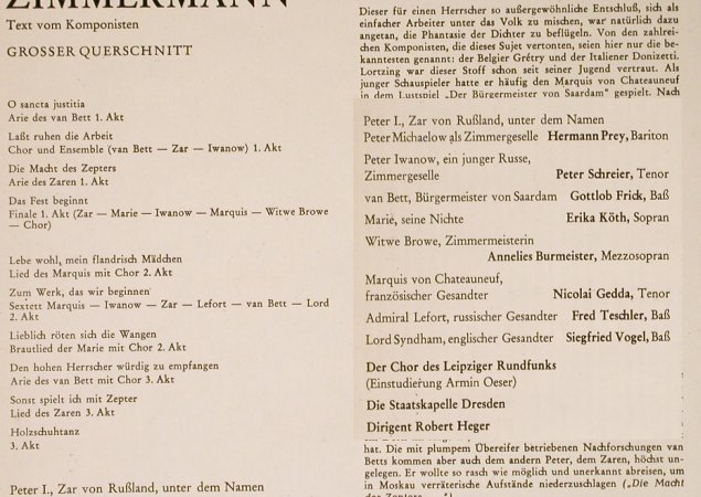 Lortzing,Albert: Zar und Zimmermann-Gr.Querschnitt, EMI(C 063-28171 C), D, Ri,  - LP - L3479 - 5,00 Euro