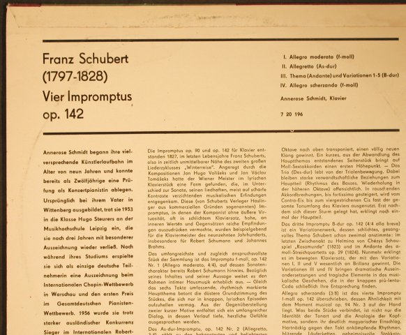 Schubert,Franz: Vier Impromptus op.142, vg-/vg+, Eterna,Bad Condition(7 20 196), DDR,Mono, 1964 - 10inch - L3481 - 4,00 Euro