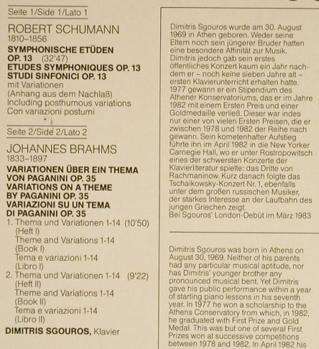 Sgouros,Dimitris: Brahms-Schumann,Symph.Etüden, EMI(1436271), D, 1983 - LP - L3505 - 6,00 Euro