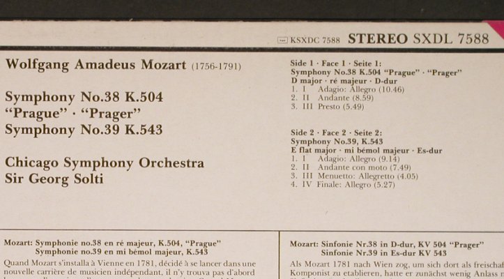 Mozart,Wolfgang Amadeus: Sinfonien Nr.38 "Prager"/ Nr.39, Decca(SXDL 7588), UK, 1983 - LP - L3511 - 7,50 Euro