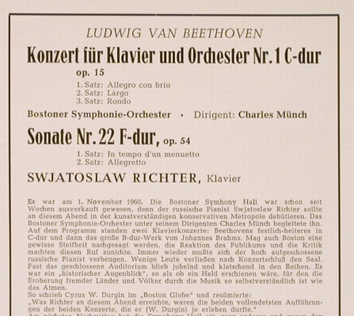 Beethoven,Ludwig van: Klavierkonzert Nr.1/C-dur,op15,op54, RCA(LM-2544), D, 1960 - LP - L3550 - 12,50 Euro