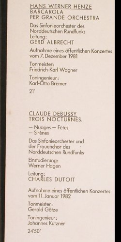 Henze,Hans Werner / Debussy: Barcarola / Trois Nocturnes, NDR(F 668 120), D, woc, 1982 - LP - L3554 - 12,50 Euro