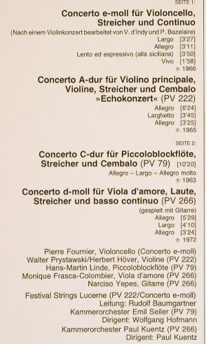 Vivaldi,Antonio: Konzerte, fürVioloncello,2Violinen., D.Gr. Resonance (2535 200), D, 1976 Typ: LP Best.-Nr.: L3557 Preis: 6,00 Euro